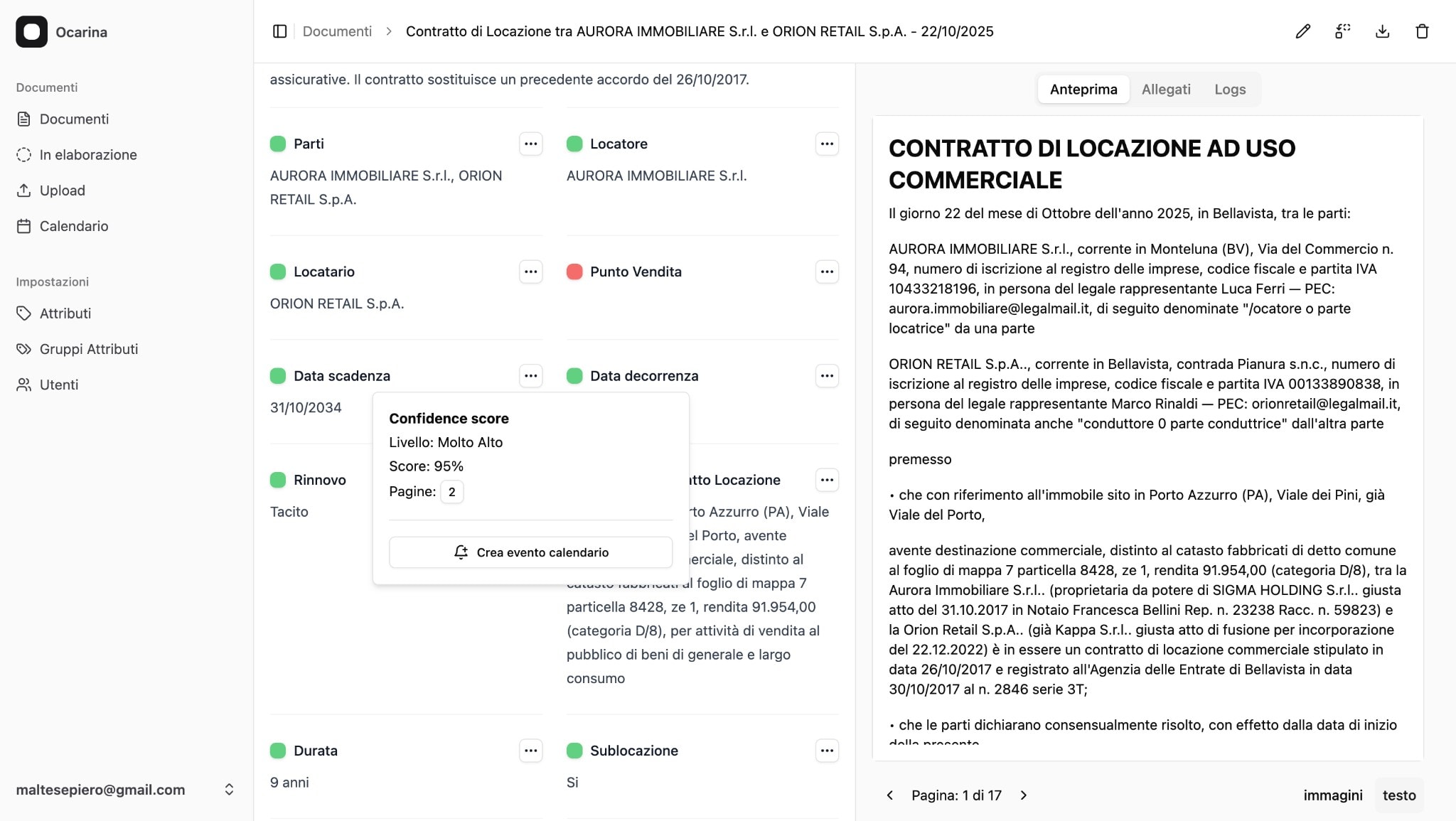 AI confidence scoring with extraction level, accuracy percentage, and source page references